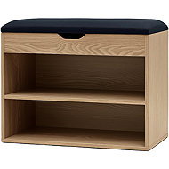 BOXIMO Brown shoe cabinet with seat LEVA, 60 x 30 x 47cm - Shoe Rack