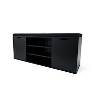 BOXIMO Porta Shoe rack with seat 103 × 30 × 46 cm, black - Shoe Rack