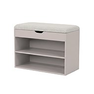 BOXIMO Shoe rack white with seat LEVA, 60 × 30 × 47 cm, beige - Shoe Rack