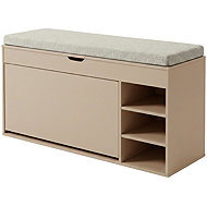 BOXIMO Black shoe rack with seat and pull-out shelves GRADIA, 100 × 34 × 50 cm, beige - Shoe Rack