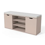 BOXIMO White shoe rack with seat PORTA, 103 × 30 × 46 cm, beige - Shoe Rack