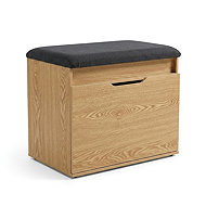 BOXIMO Shoe rack with seat and storage space VIRA, 60 × 50 × 35 cm, brown - Shoe Rack