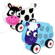  Pet on a string Cow &amp; Sheep  - Push and Pull Toy