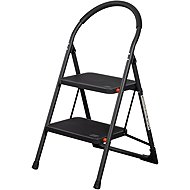 BRADAS Folding step stool 2 × 1 black, 150kg - Stepladder