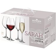 Bohemia Royal Crystal SARAH Set of wine and champagne glasses 12 pcs - Glass