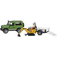 Bruder Land Rover with driver, trailer and JCB mini excavator - Toy Car
