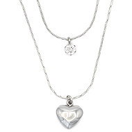 BRUNO Double necklace Full Heart and Crystal - Necklace