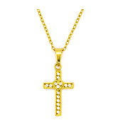 BRUNO Necklace Cross with rhinestones gold - Necklace