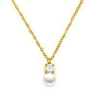 BRUNO Necklace Pearl with rhinestone gold - Necklace