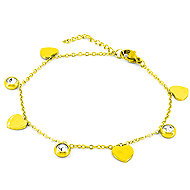 BRUNO Heart with stones GOLD anklet - Chain Necklace