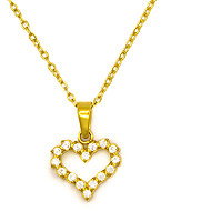Bruno heart with rhinestones gold - Necklace
