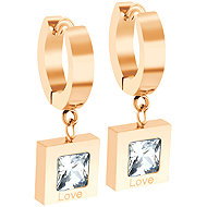 Bruno dangle earrings QUADRET with rose gold stone - Earrings