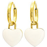 Bruno Visací náušnice PLNÉ SRDCE gold, bílé - Earrings