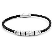 BRUNO Leather bracelet with stones black - Bracelet