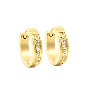 BRUNO Hoops with crystals 1.6 cm GOLD - Earrings