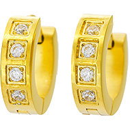 BRUNO GOLD stone hoop earrings, width 0.4cm - Earrings