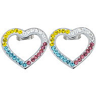 BRUNO outline heart earrings with multicoloured crystals - Earrings