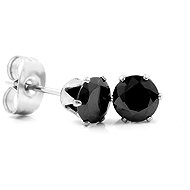 BRUNO earrings with black 0.4cm stone - Earrings