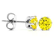 BRUNO earrings with yellow stone 0.4cm - Earrings