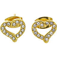 BRUNO Gold heart-shaped earrings with crystals - Earrings