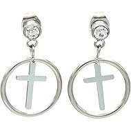 BRUNO CROSS IN A CIRCLE drop earrings with a crystal - Earrings