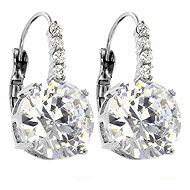 BRUNO drop earrings with crystals, 1.2cm diameter - Earrings
