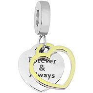 Bruno Double pendant bracelet with Forever & Always inscription, Gold - Charm