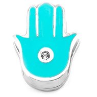 Bruno Pendant for flat bracelet Hamsa with rhinestone, blue - Charm