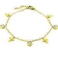 Bruno Leg chain Cross with rhinestones Gold - Chain Necklace