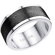 BRUNO Prsten s otiskem černý vel. 10 (EU 61,5-63,5) - Ring