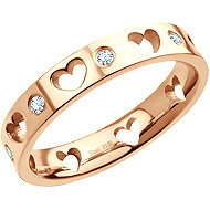 BRUNO Prsten Srdce s kamínky Rose Gold vel. 8 (EU 56,5-58,5) - Ring
