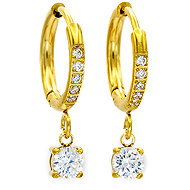 BRUNO Visací náušnice Kamínek Gold - Earrings