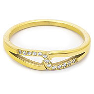 BRUNO Prsten Kapky Gold s kamínky vel. 10 (EU 61,5-63,5) - Ring