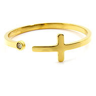 BRUNO Prsten Křížek Gold s kamínkem vel. 9 (EU 59-61) - Ring