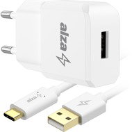 AlzaPower Smart Charger 2.1A bílá + Core USB-C 2.0 1m bílý - Wall Charger
