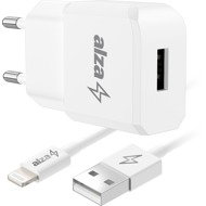 AlzaPower Smart Charger 2.1A bílá + Core Lightning MFi (C189) 1m bílý - Wall Charger