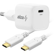 AlzaPower G320C Fast Charge 35W bílá + Core USB-C 2.0 60W 1m bílý - Wall Charger
