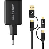 AlzaPower A133 Fast Charge 33W black + MultiCore 4in1 USB 1m black - Wall Charger