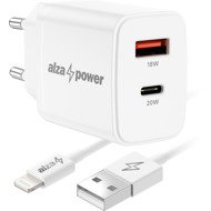 AlzaPower A101CA Fast Charge 20W bílá + Core Lightning MFi (C189) 1m bílý - Wall Charger