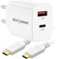 AlzaPower A101CA Fast Charge 20W bílá + Core USB-C 2.0 60W 1m bílý - Wall Charger
