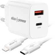 AlzaPower A101CA Fast Charge 20W bílá + Core Lightning MFi 1m bílý - Wall Charger