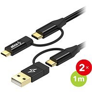 AlzaPower MultiCore 4 in 1 USB 1 m Black 2 ks - Dátový kábel
