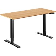 AlzaErgo Table ET1 Essential fekete + 140×80 cm-es lekerekített bambusz asztallap - Állítható magasságú asztal