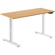 AlzaErgo Table ET1 Essential weiß + Platte 140×80 cm aus Bambus - Höhenverstellbarer Tisch