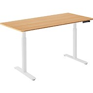 AlzaErgo Table ET2 weiß + Platte 140×80 cm Bambus gerundet - Höhenverstellbarer Tisch