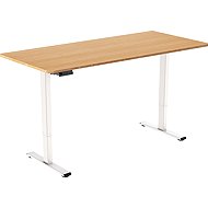 AlzaErgo Table ET2 Essential weiß + Platte 140×80 cm Bambus gerundet - Höhenverstellbarer Tisch