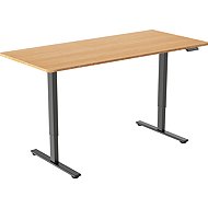 AlzaErgo Table ET2 Core schwarz + Platte 140 × 80 cm Bambus gerundet - Höhenverstellbarer Tisch