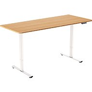 AlzaErgo Table ET2 Core white + top 160×80 cm bamboo rounded - Height Adjustable Desk