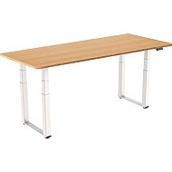 AlzaErgo Table ET7 Heavy Duty white + board 160×80 cm bamboo rounded - Height Adjustable Desk