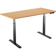 AlzaErgo Table ET2 black + board 140×80 cm bamboo rounded - Height Adjustable Desk